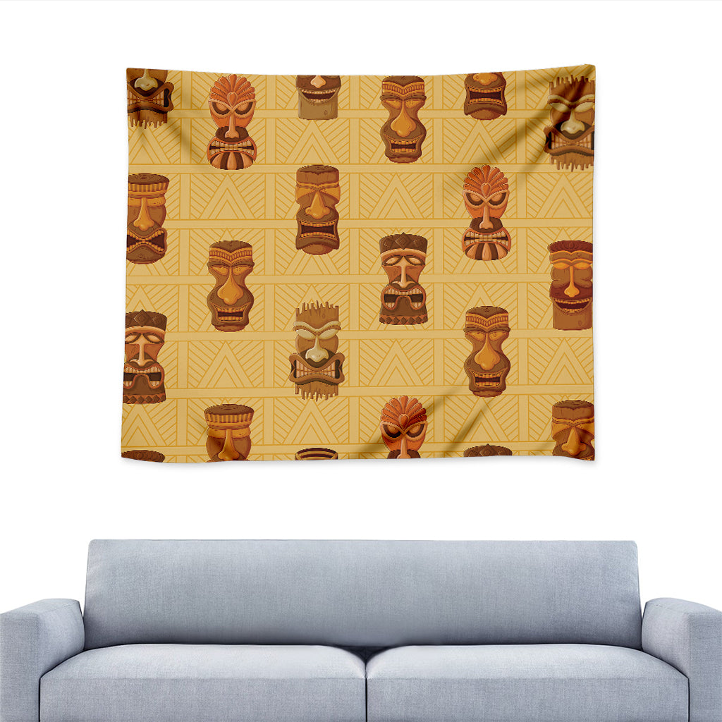Tribal Tiki Mask Pattern Print Tapestry