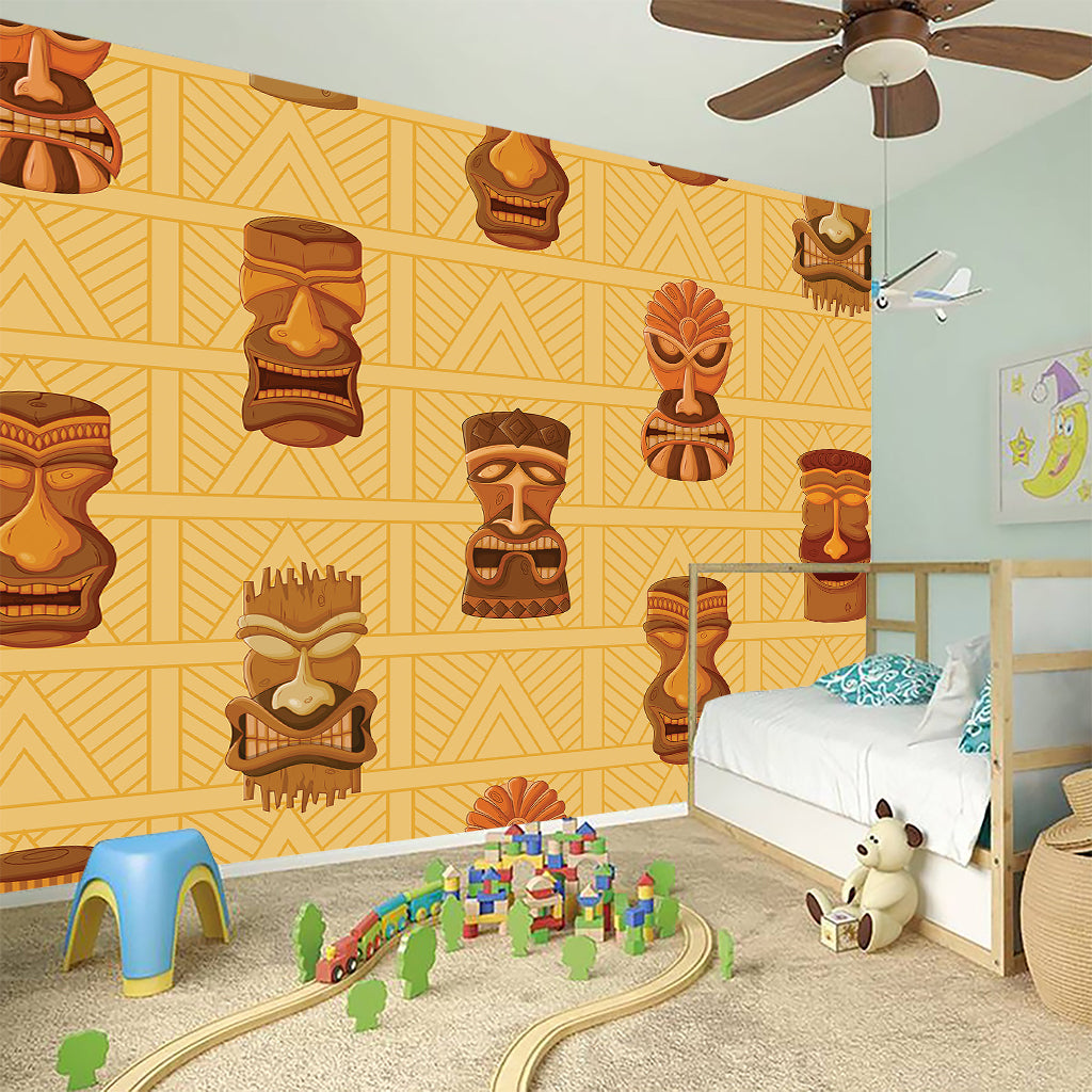 Tribal Tiki Mask Pattern Print Wall Sticker