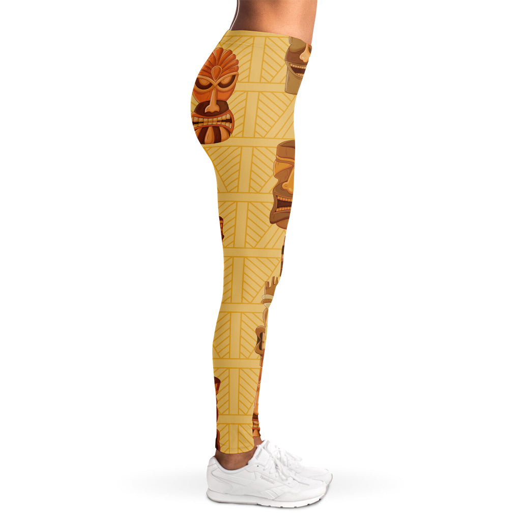 Tribal Tiki Mask Pattern Print Women's Leggings