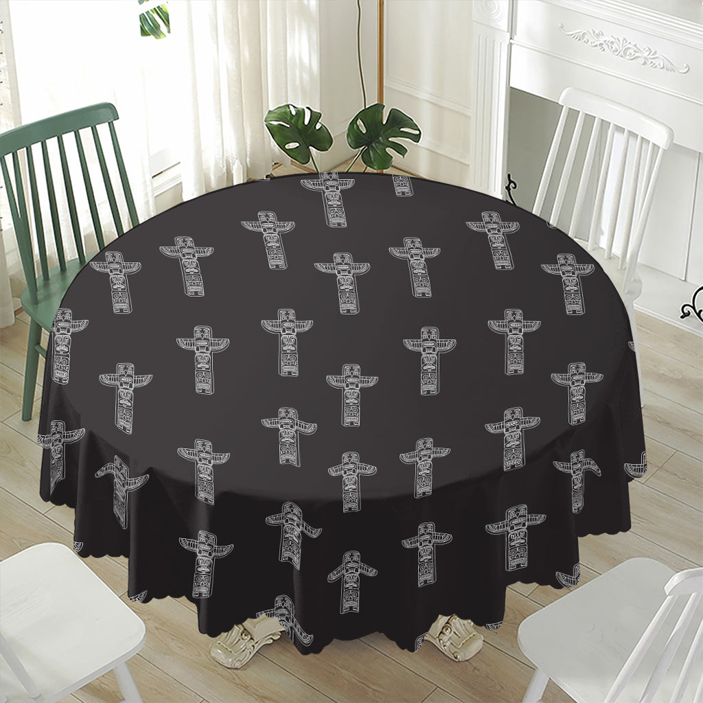 Tribal Totem Pattern Print Waterproof Round Tablecloth