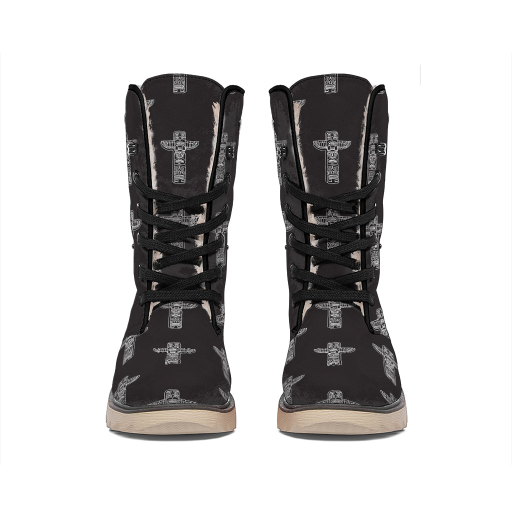 Tribal Totem Pattern Print Winter Boots