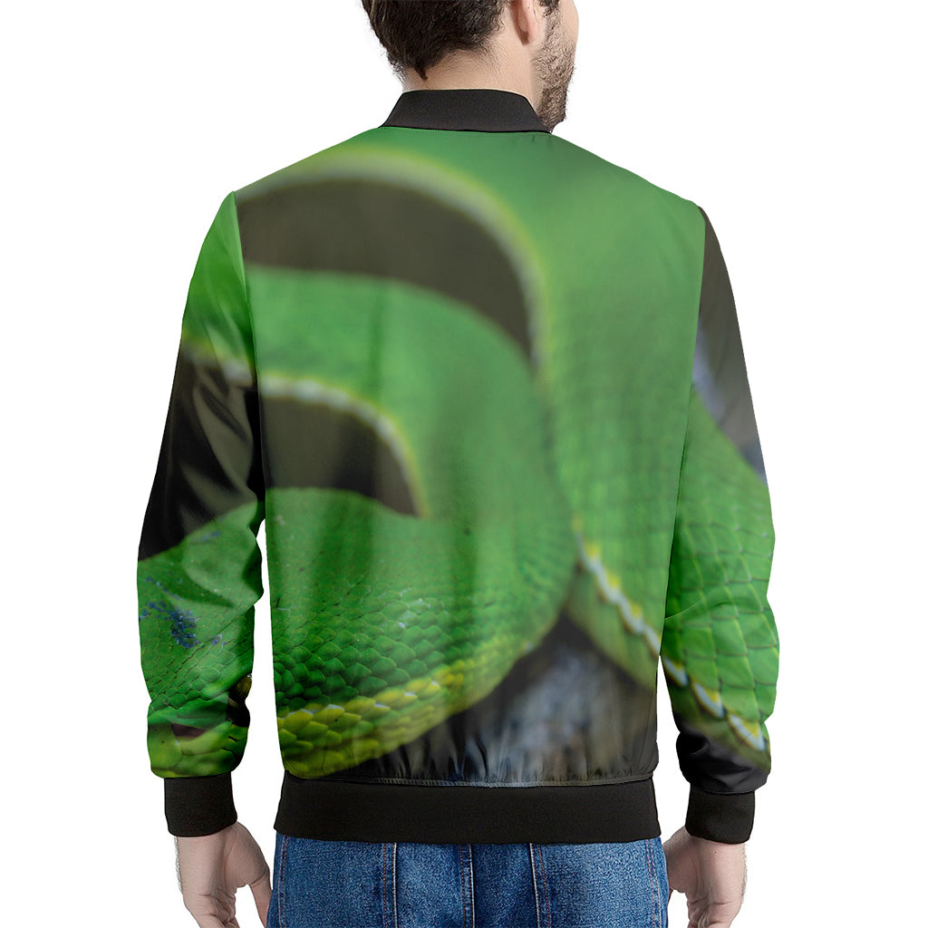 Trimeresurus Albolabris Snake Print Men's Bomber Jacket
