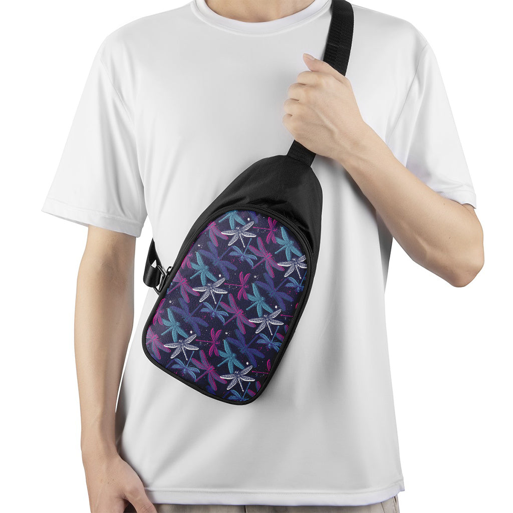 Trippy Dragonfly Pattern Print Chest Bag