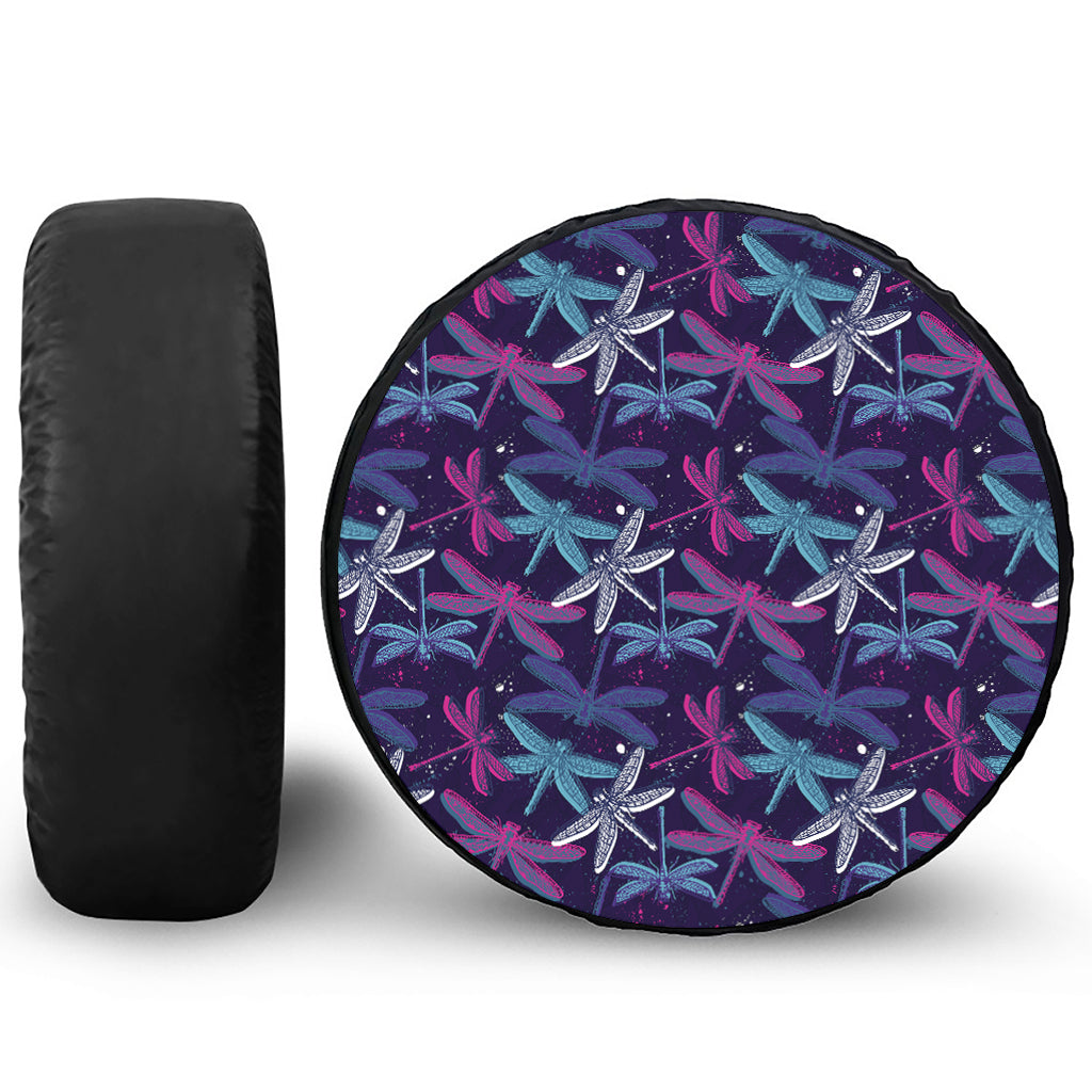 Trippy Dragonfly Pattern Print Tire Cover