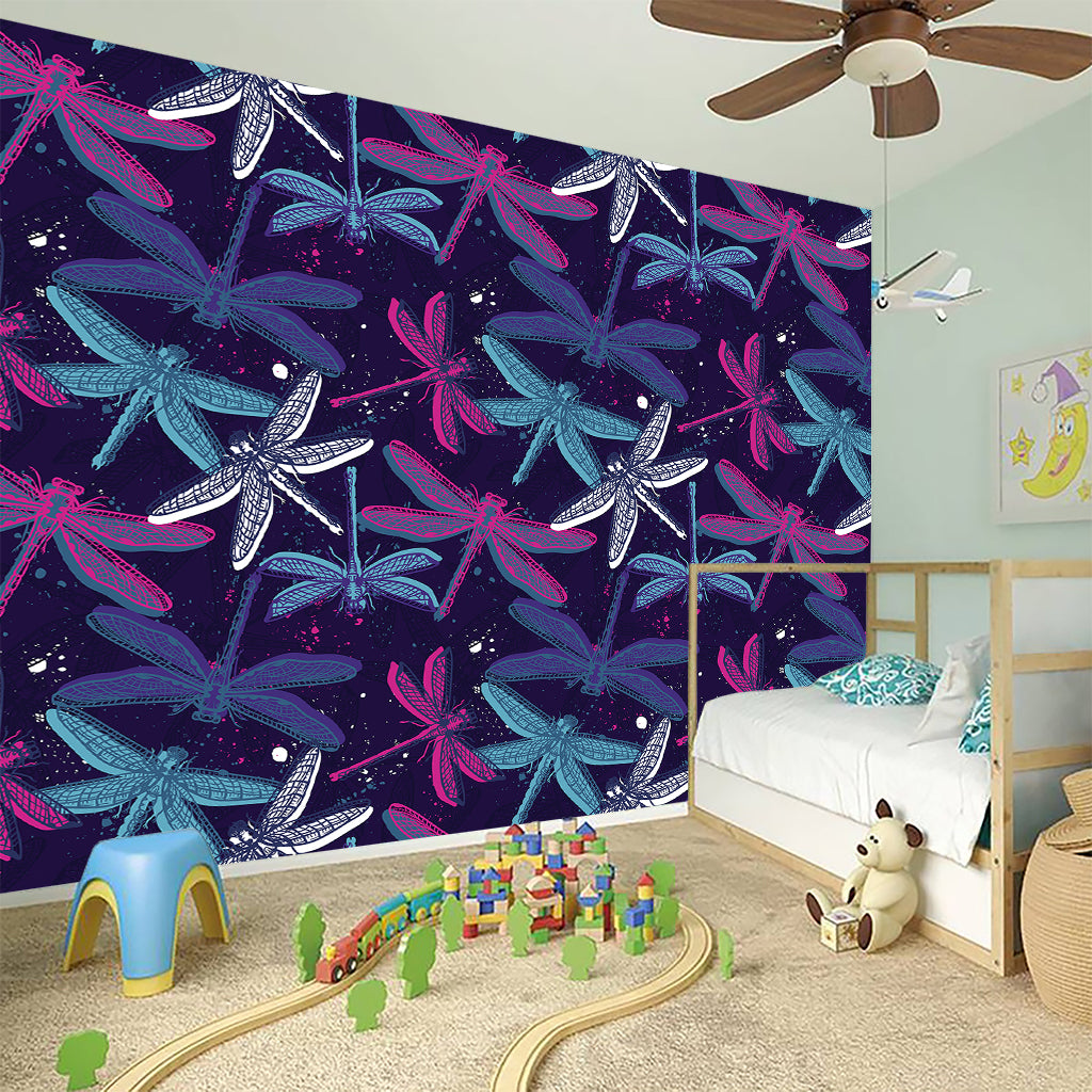 Trippy Dragonfly Pattern Print Wall Sticker