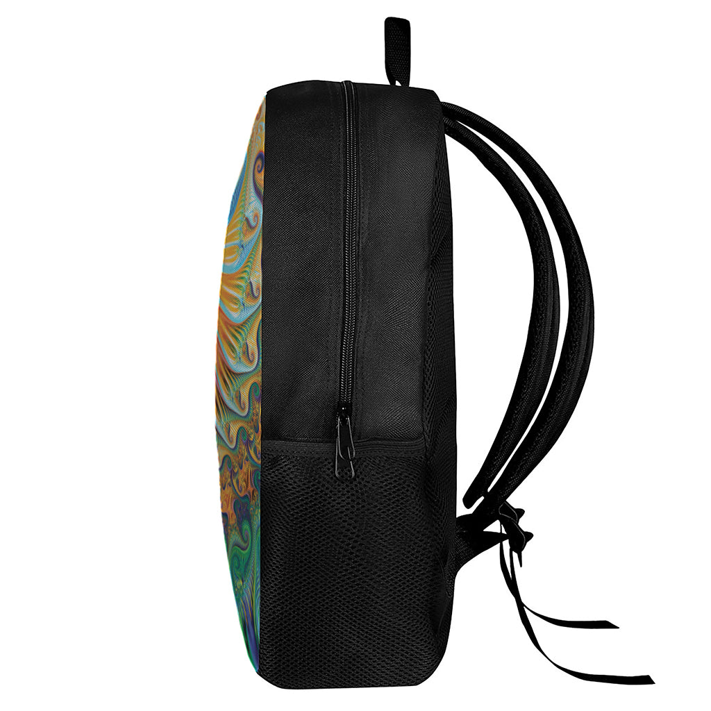 Trippy Fractal Print 17 Inch Backpack