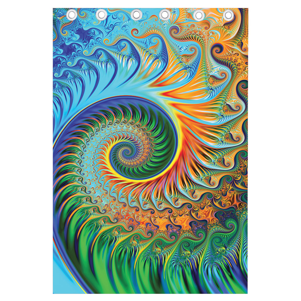 Trippy Fractal Print Curtain