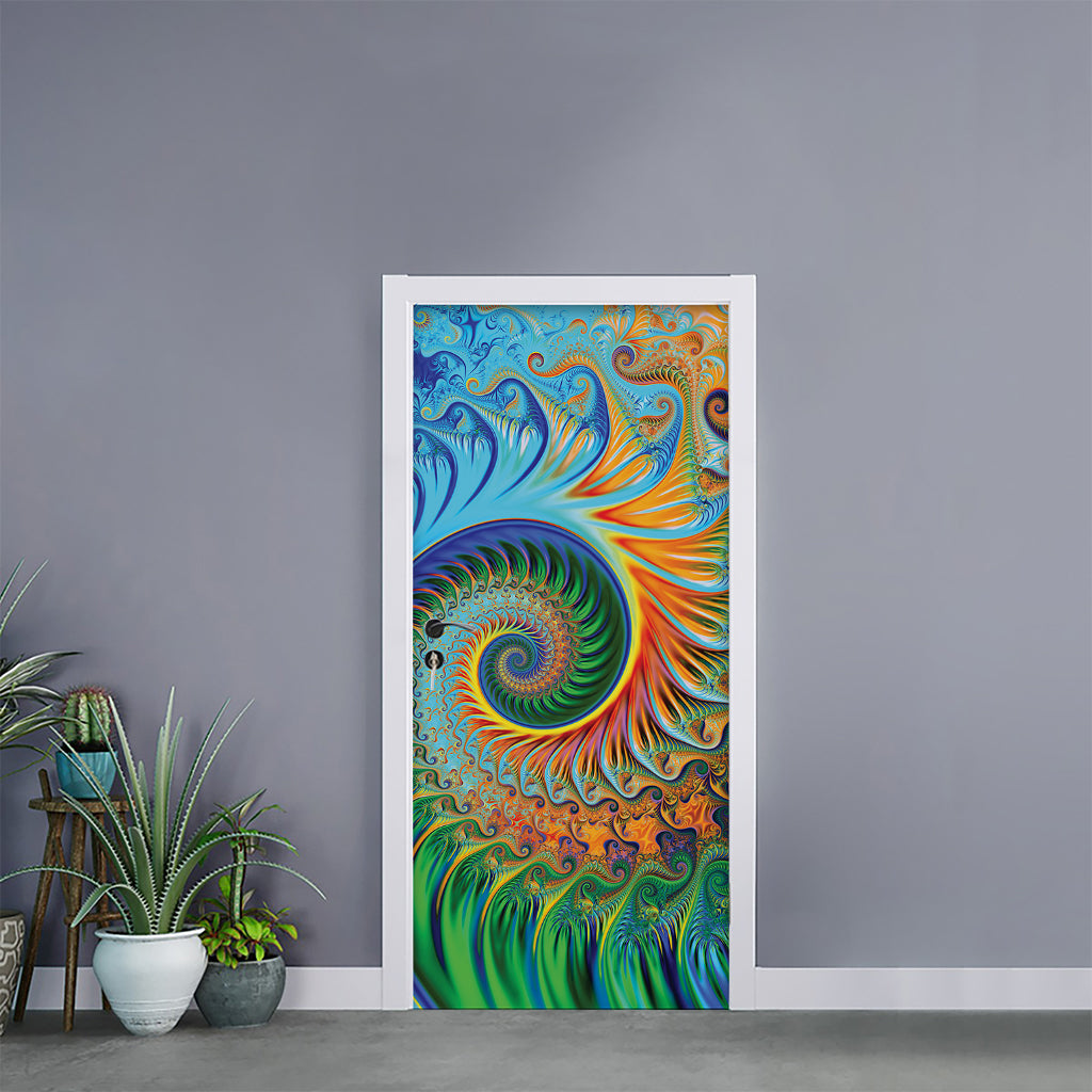 Trippy Fractal Print Door Sticker