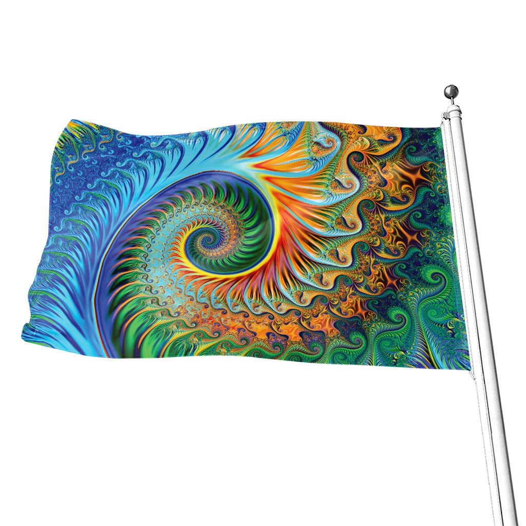 Trippy Fractal Print Flag