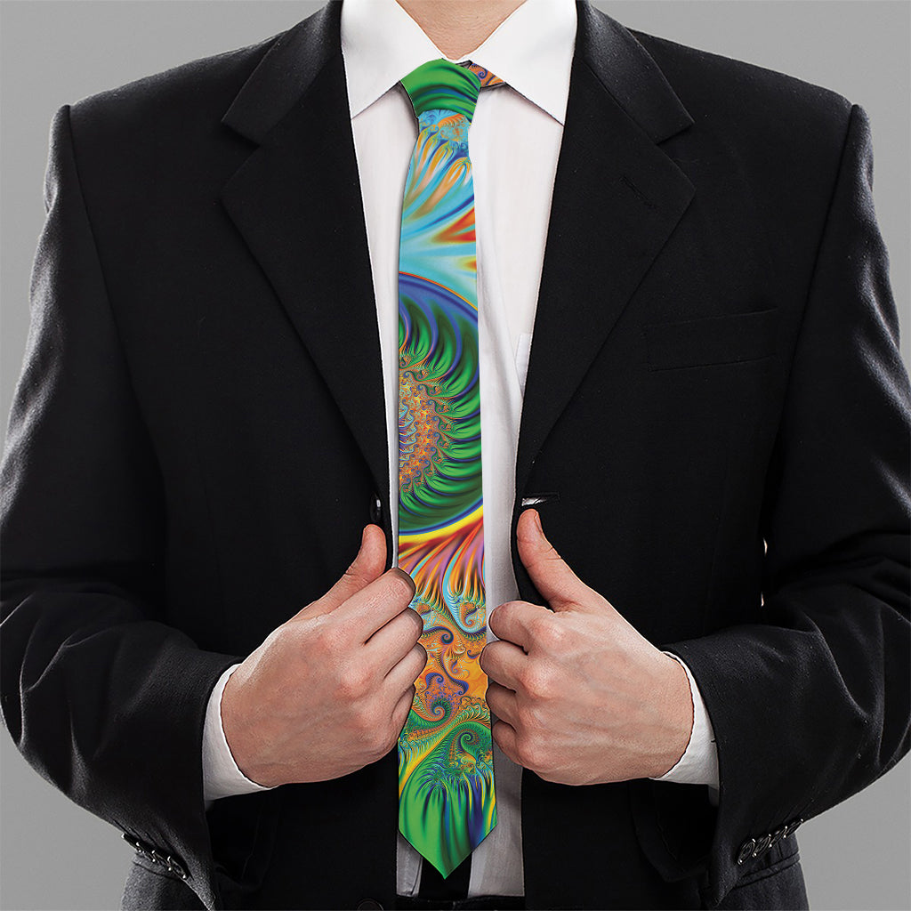 Trippy Fractal Print Necktie