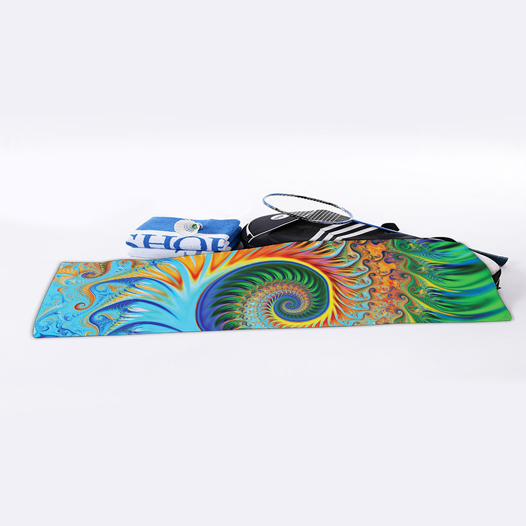 Trippy Fractal Print Sports Towel