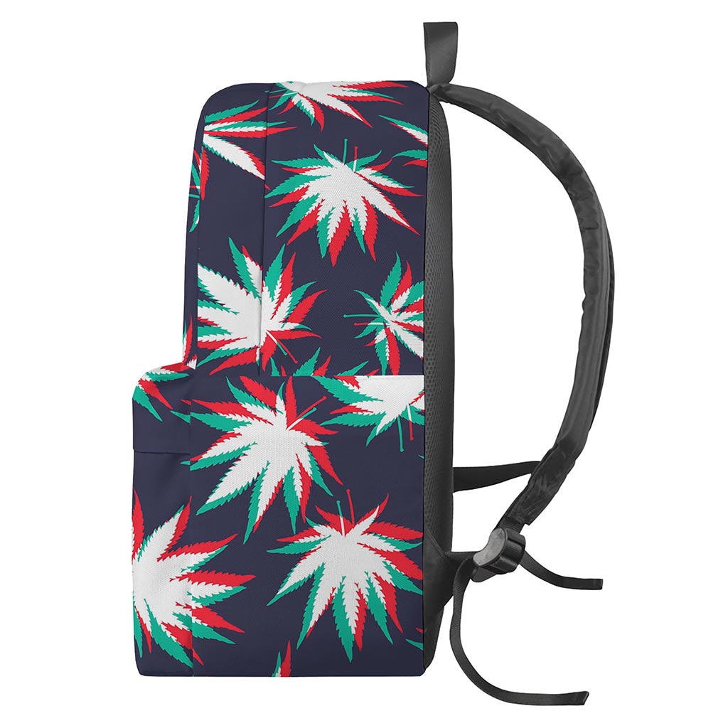 Trippy Hemp Leaves Reggae Pattern Print Backpack