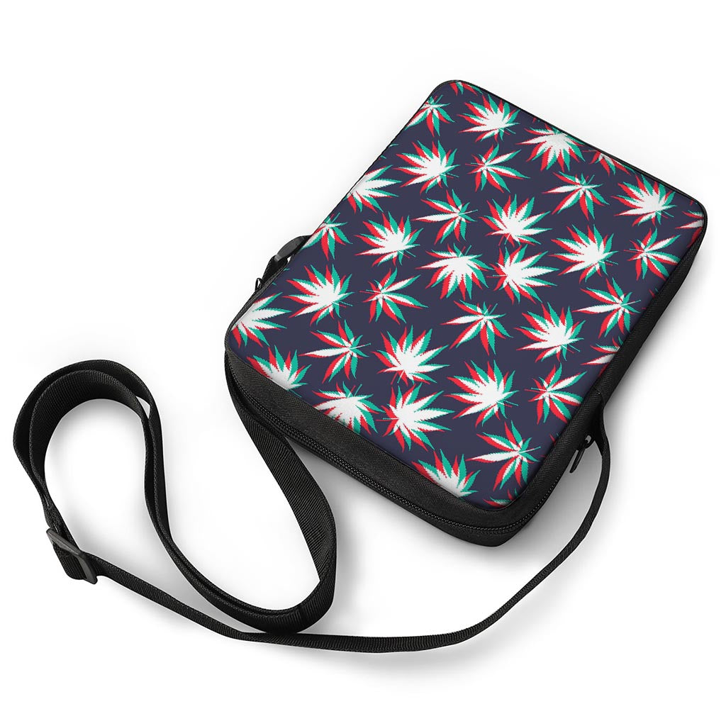 Trippy Hemp Leaves Reggae Pattern Print Rectangular Crossbody Bag