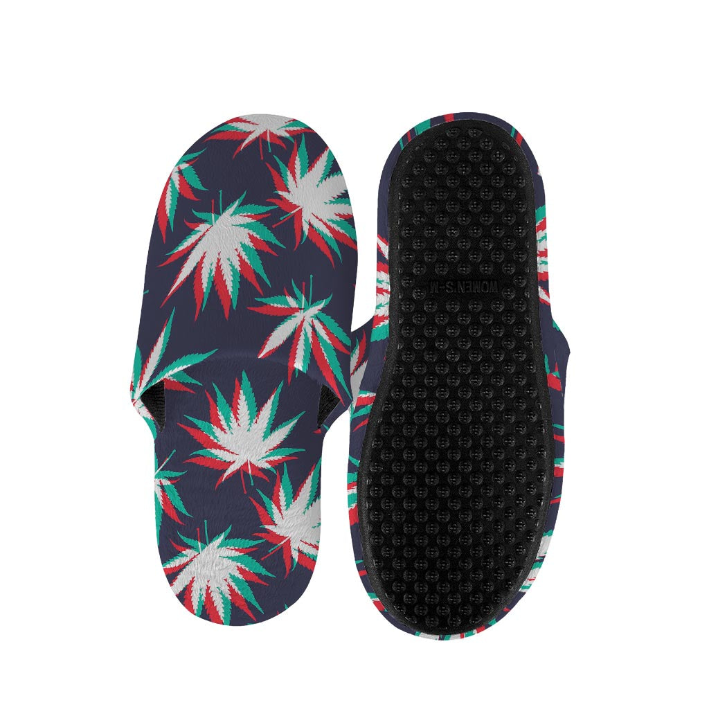 Trippy Hemp Leaves Reggae Pattern Print Slippers