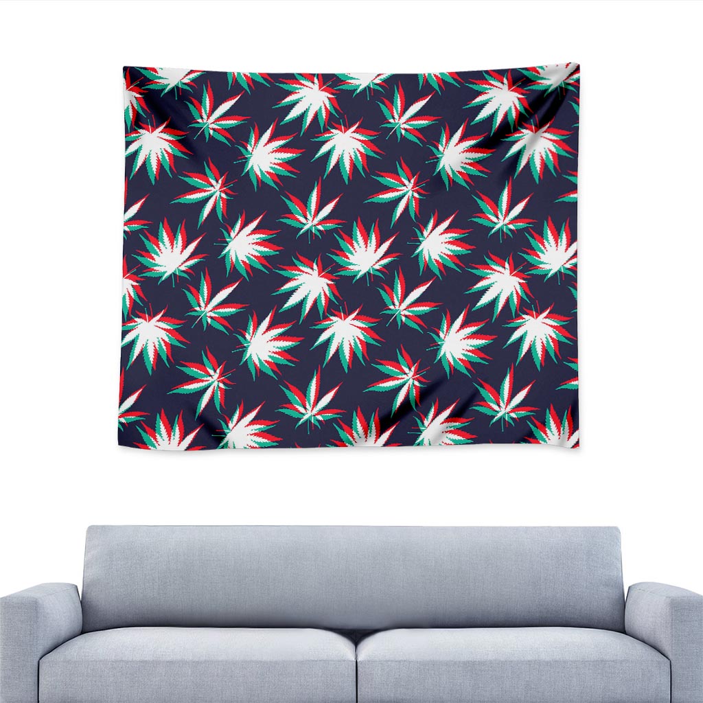 Trippy Hemp Leaves Reggae Pattern Print Tapestry