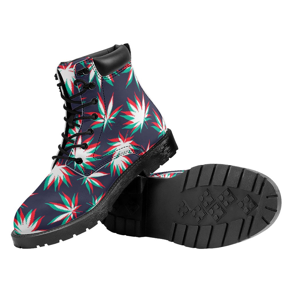 Trippy Hemp Leaves Reggae Pattern Print Work Boots