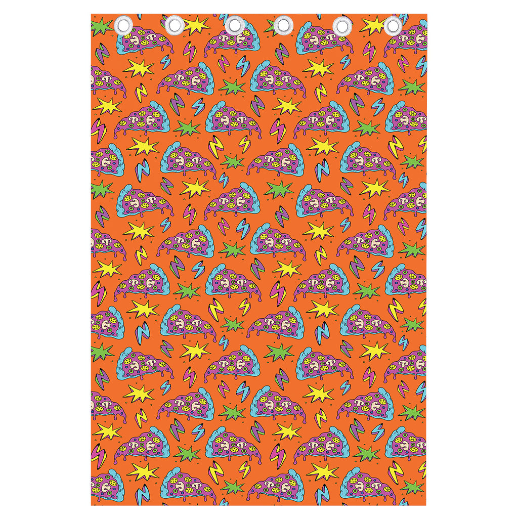 Trippy Pizza Pattern Print Curtain
