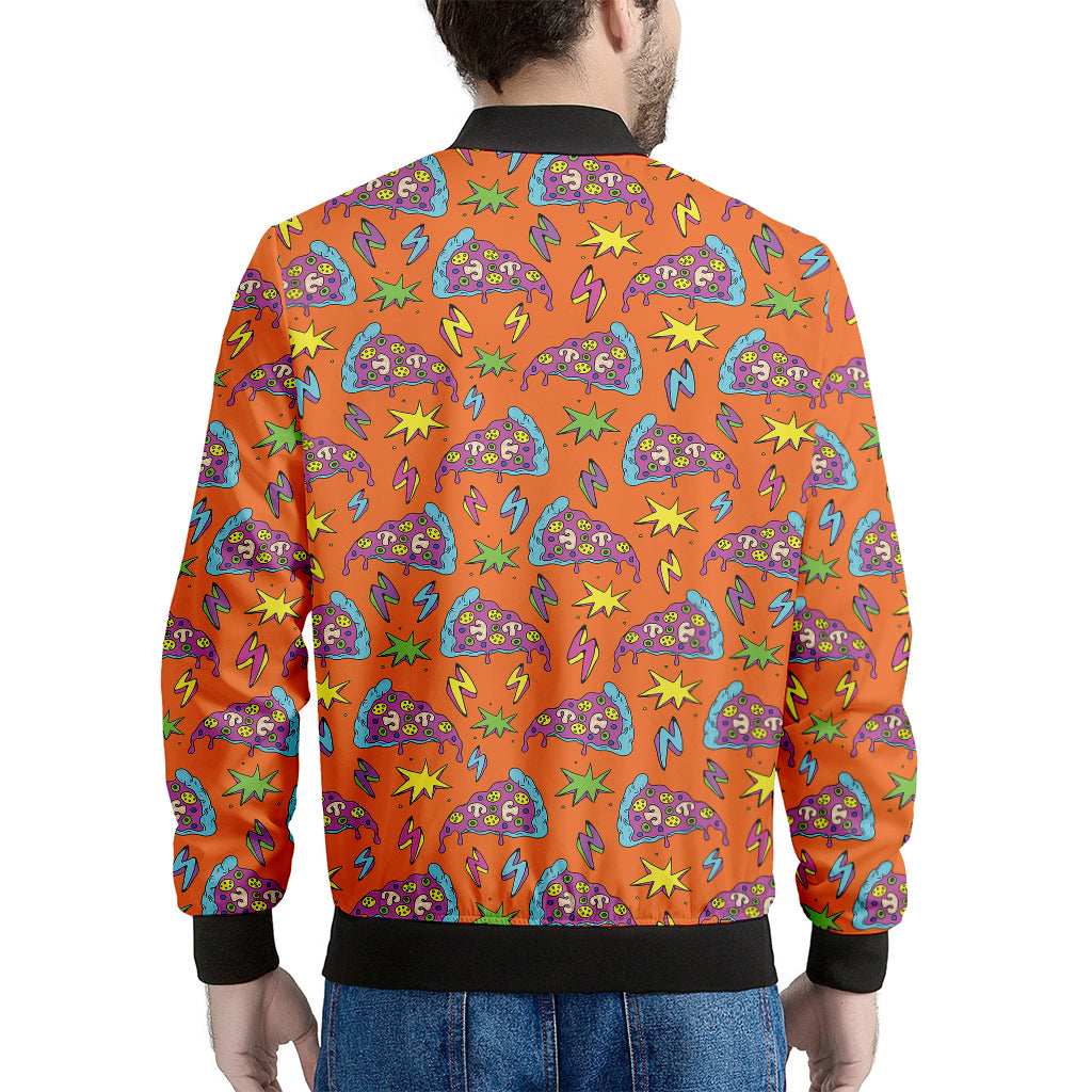 Trippy Pizza Pattern Print Men's Bomber Jacket