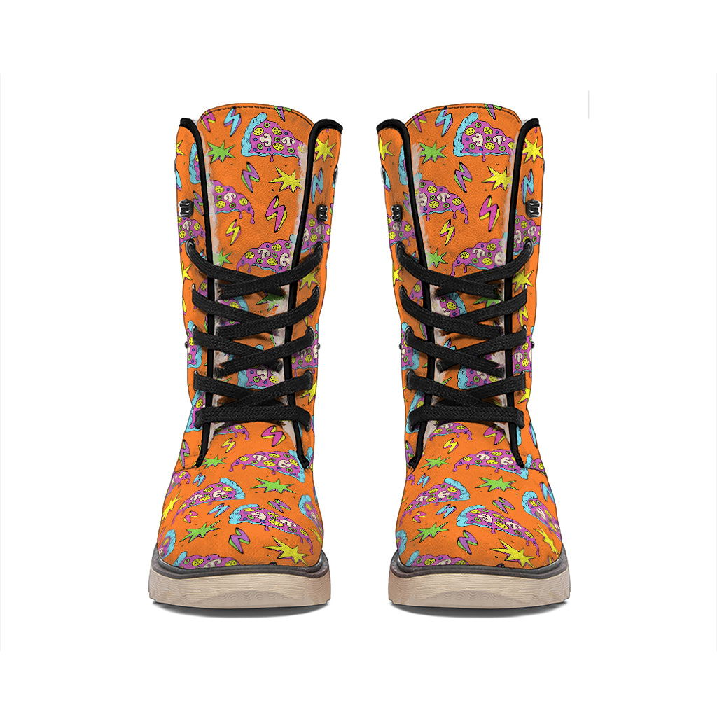 Trippy Pizza Pattern Print Winter Boots