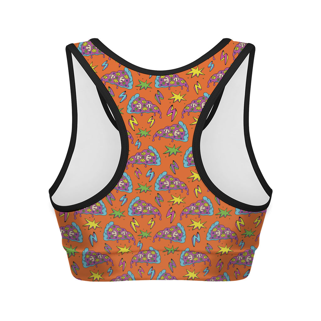 Trippy Pizza Pattern Print Women's Sports Bra