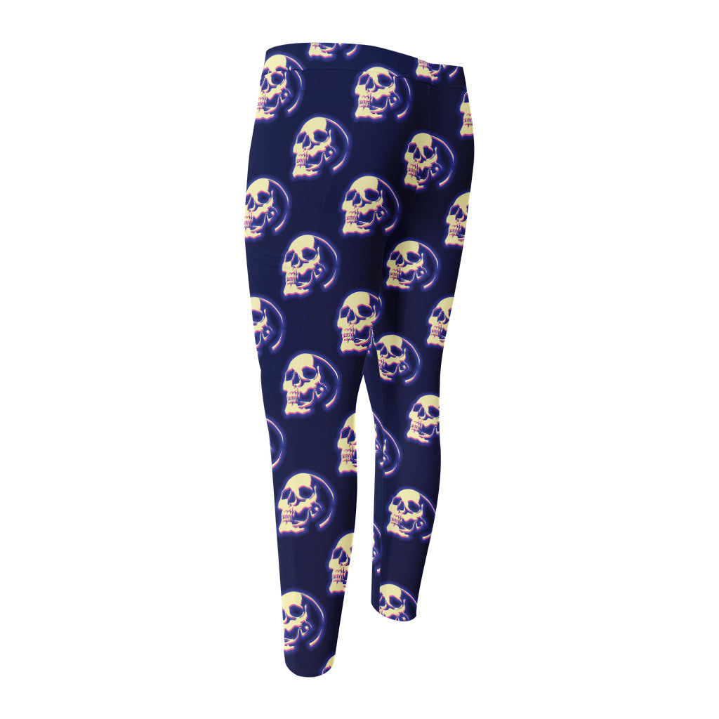 Trippy Skull Pattern Print Men's Compression Pants