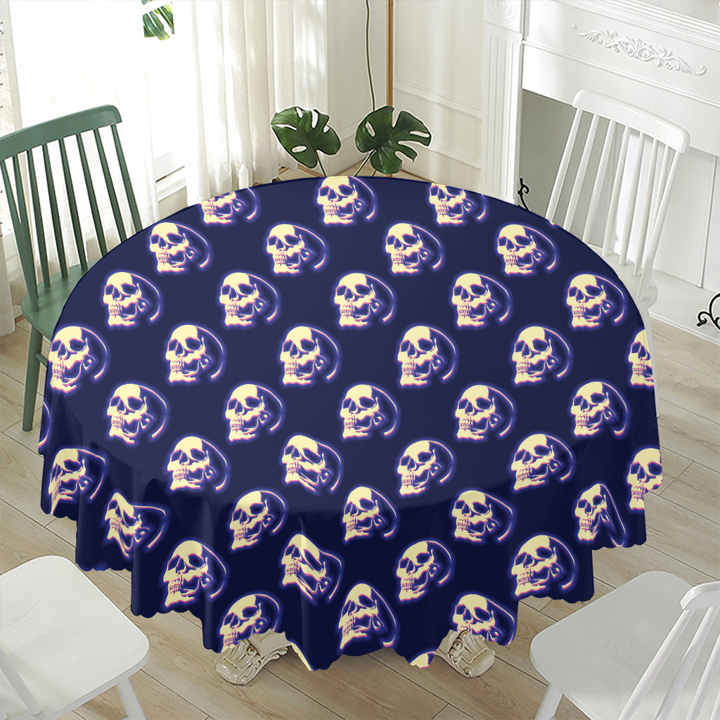 Trippy Skull Pattern Print Waterproof Round Tablecloth