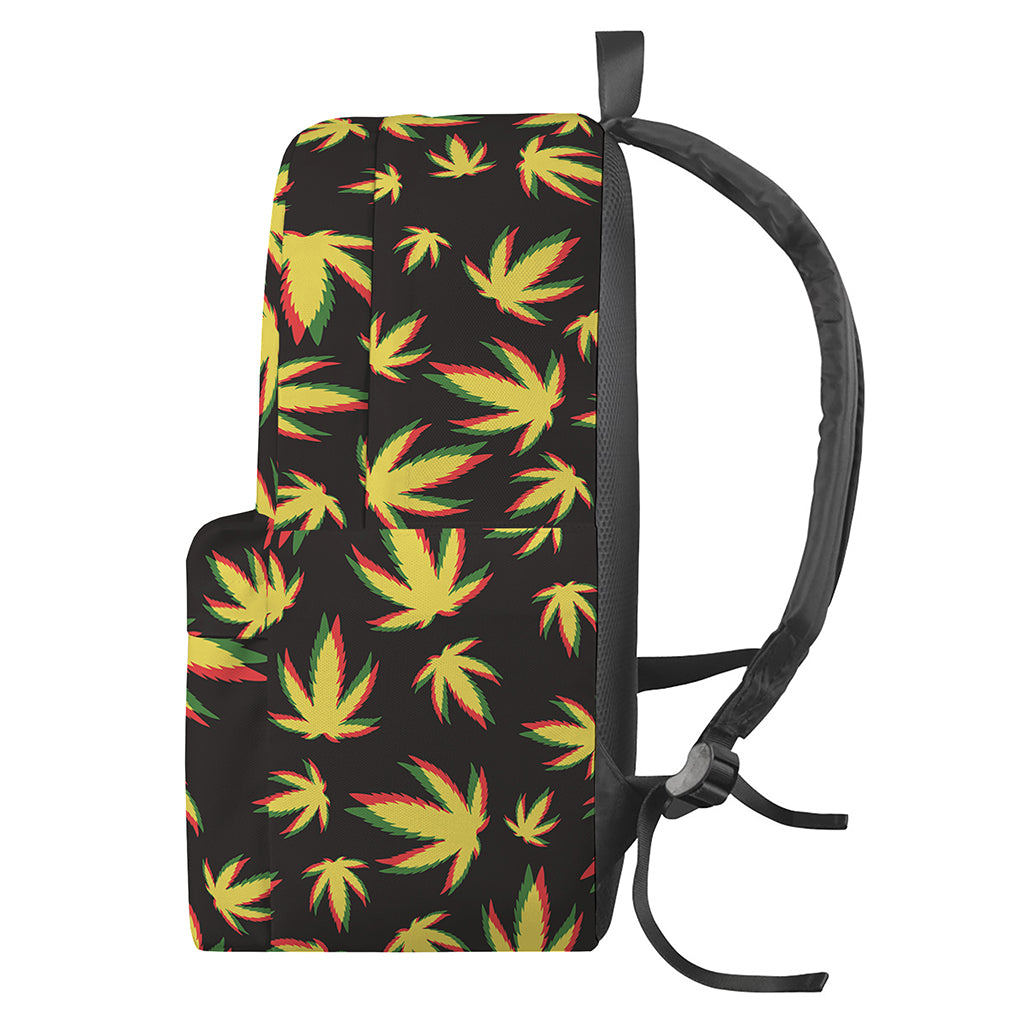 Trippy Weed Leaf Pattern Print Backpack