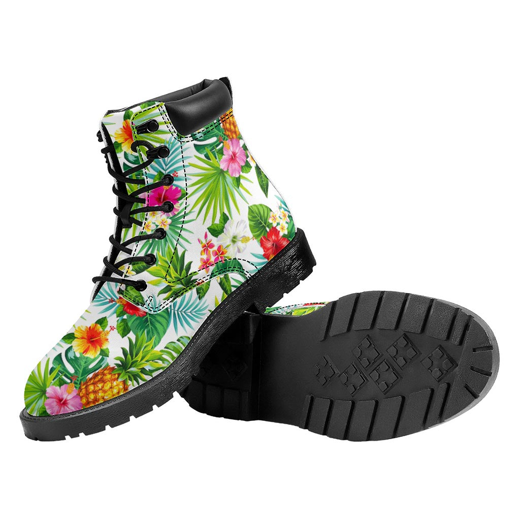 Tropical Aloha Pineapple Pattern Print Work Boots