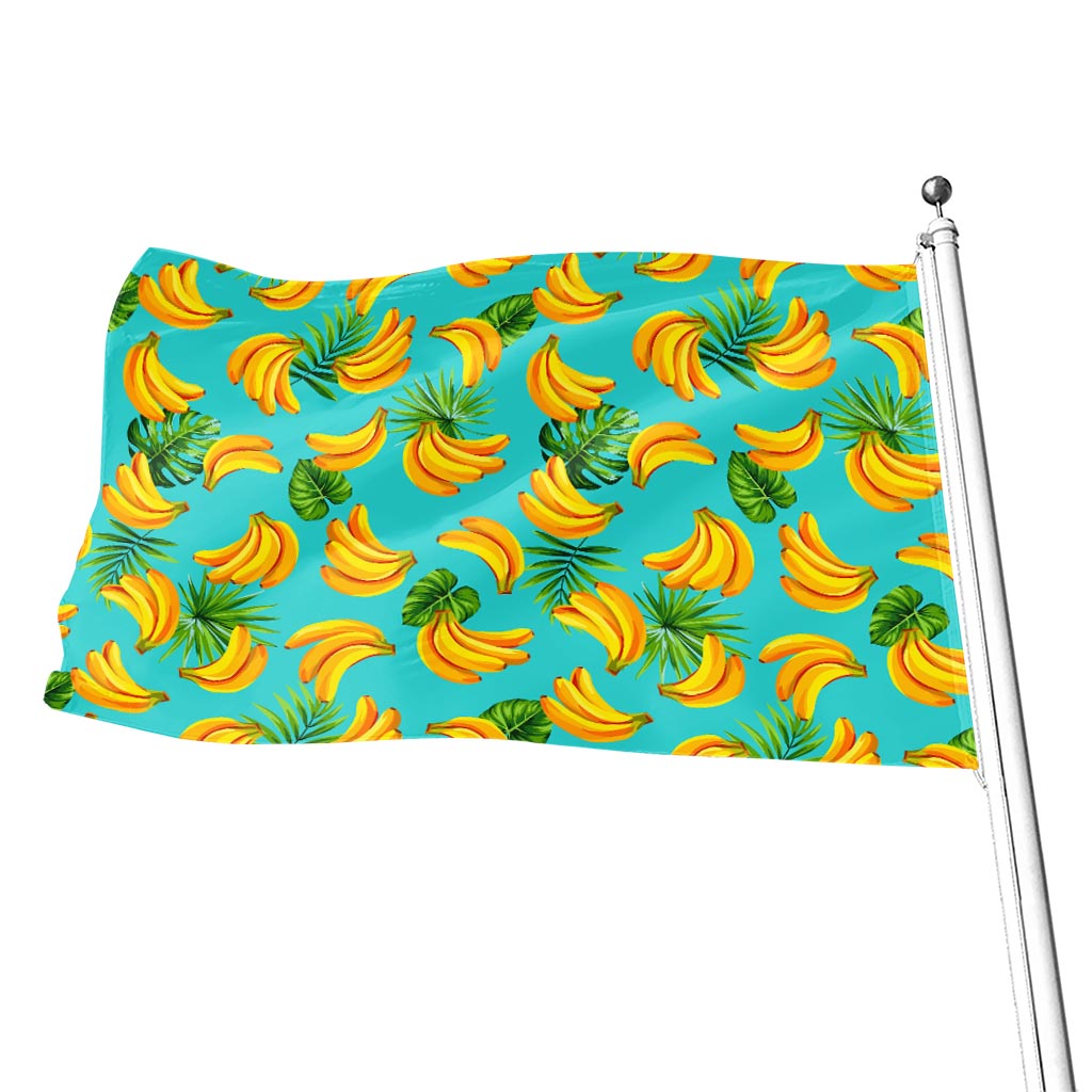 Tropical Banana Leaf Pattern Print Flag