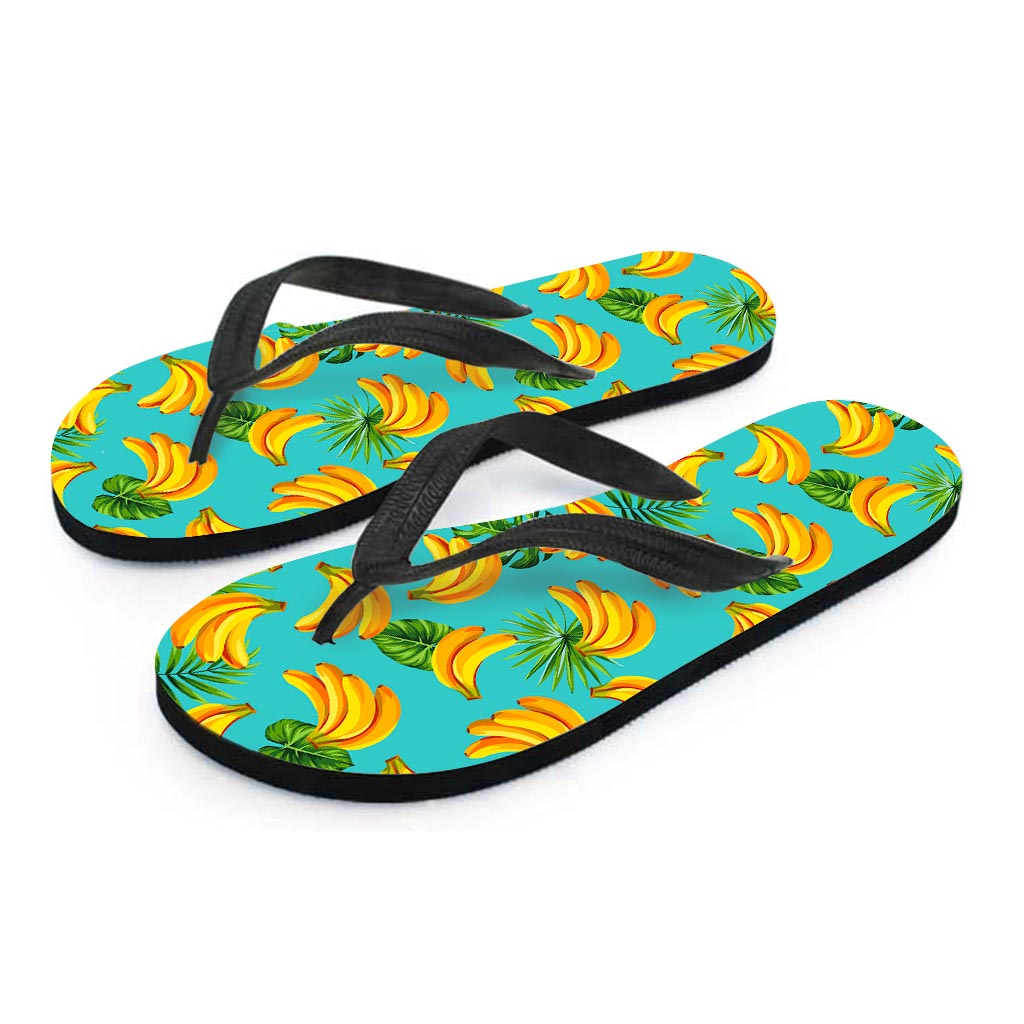 Tropical Banana Leaf Pattern Print Flip Flops