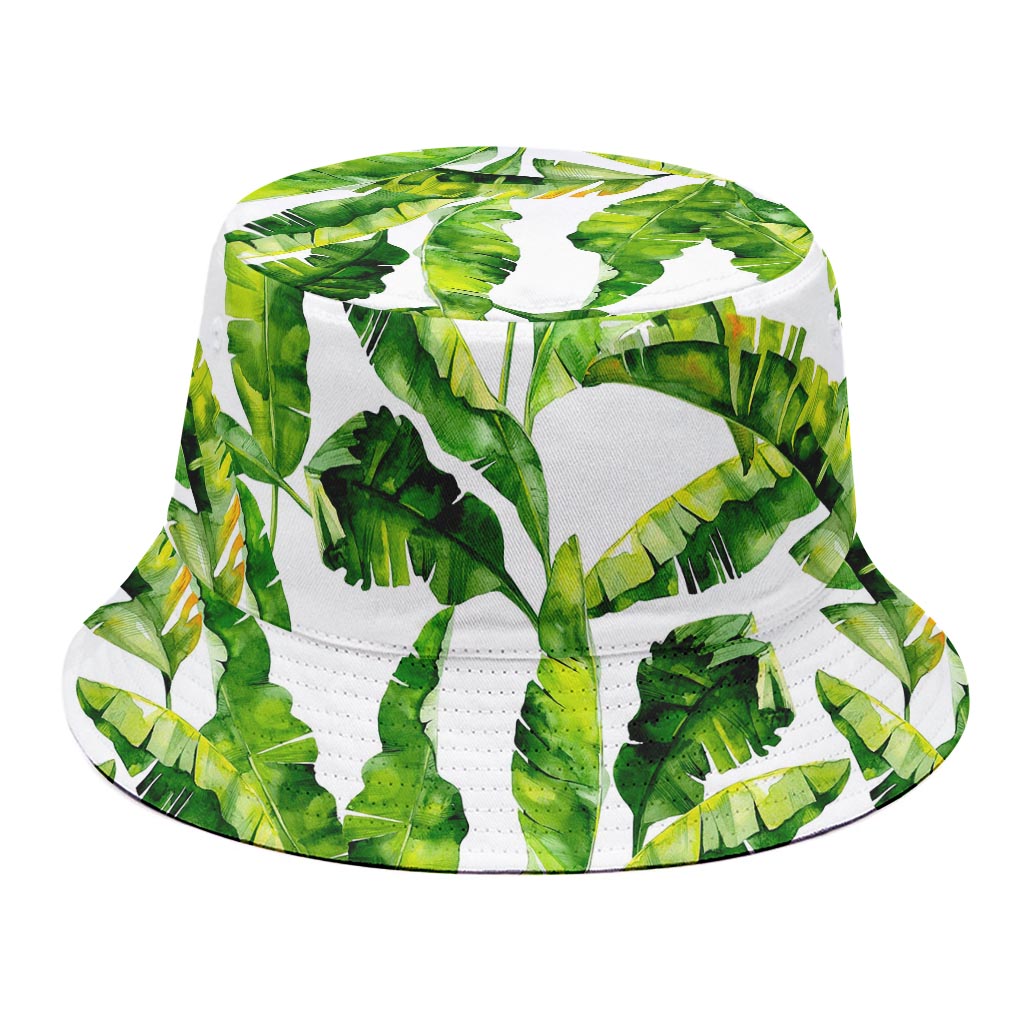 Tropical Banana Leaves Pattern Print Bucket Hat