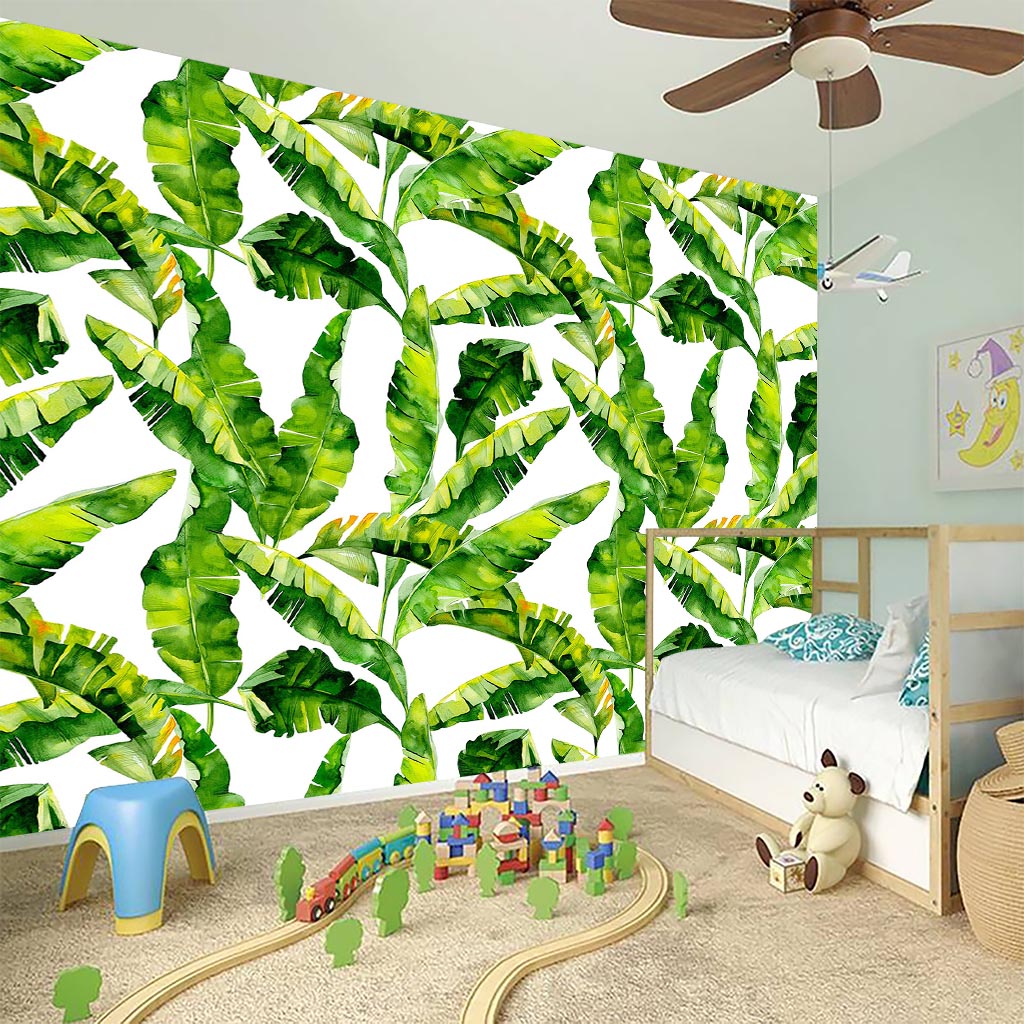 Tropical Banana Leaves Pattern Print Wall Sticker