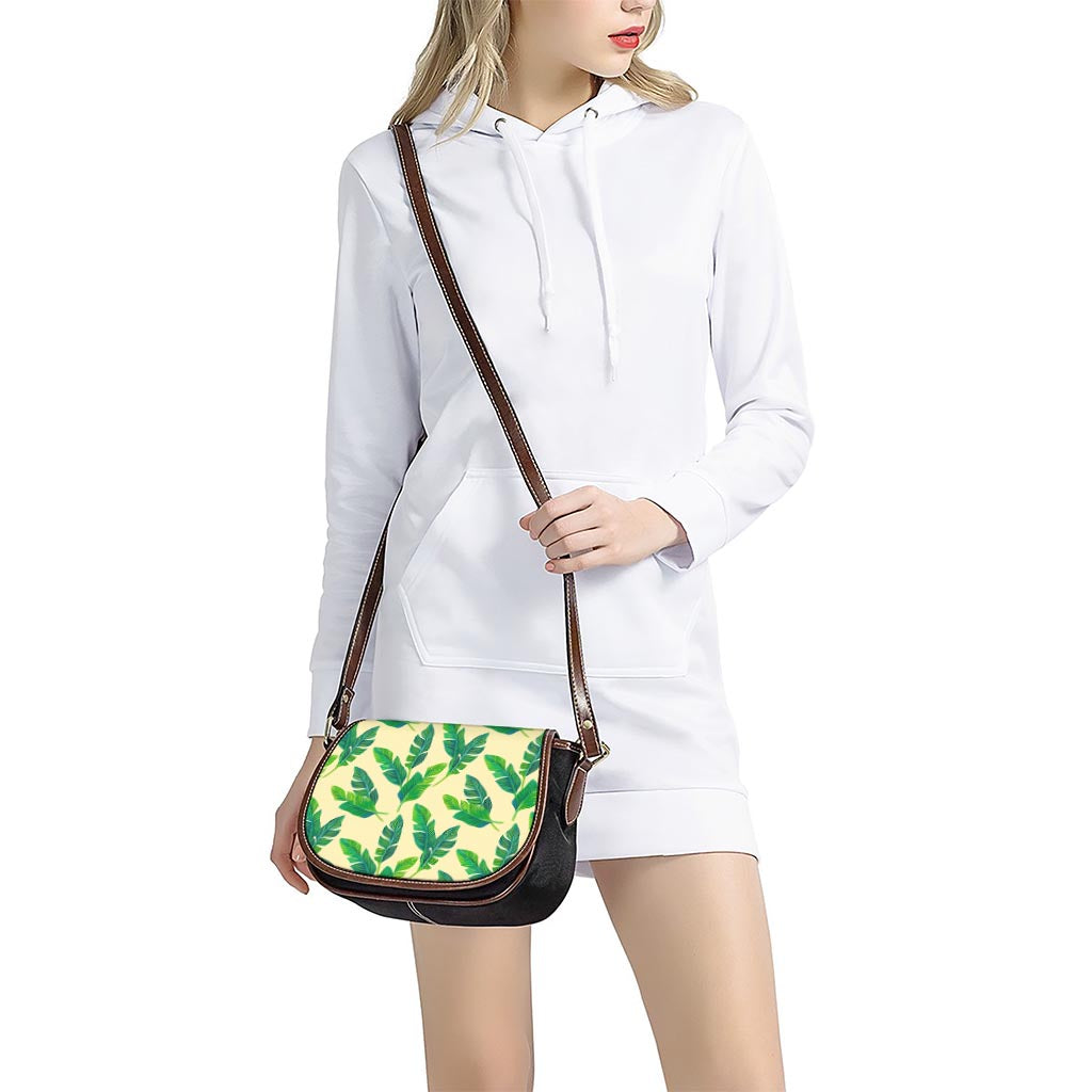 Tropical Banana Palm Leaf Pattern Print Saddle Bag