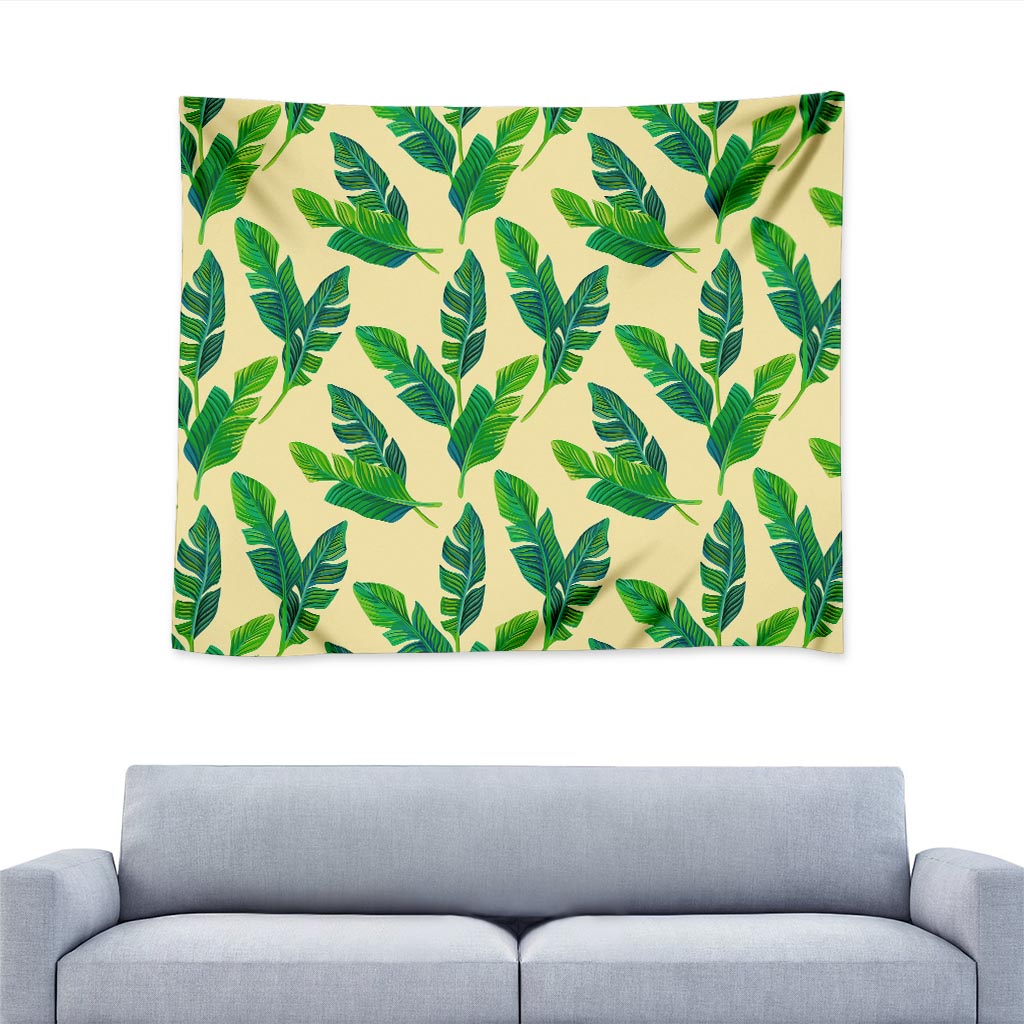 Tropical Banana Palm Leaf Pattern Print Tapestry