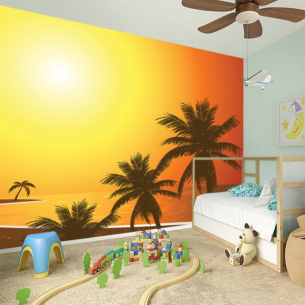 Tropical Beach Sunset Print Wall Sticker