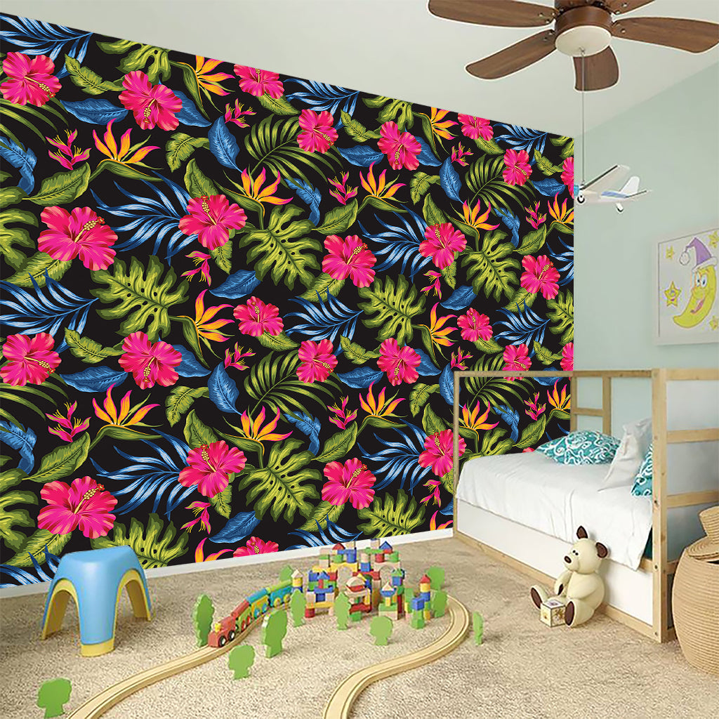 Tropical Bird Of Paradise Pattern Print Wall Sticker