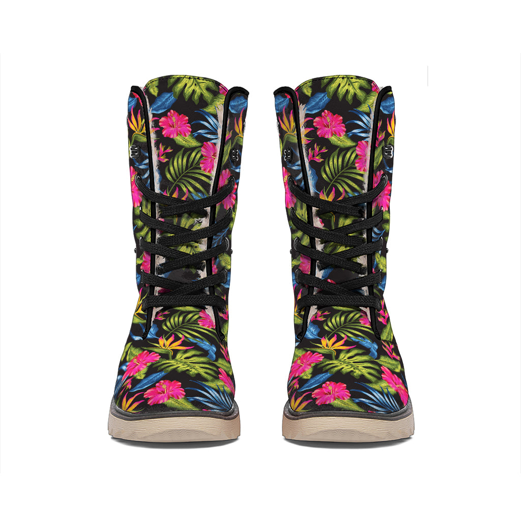 Tropical Bird Of Paradise Pattern Print Winter Boots