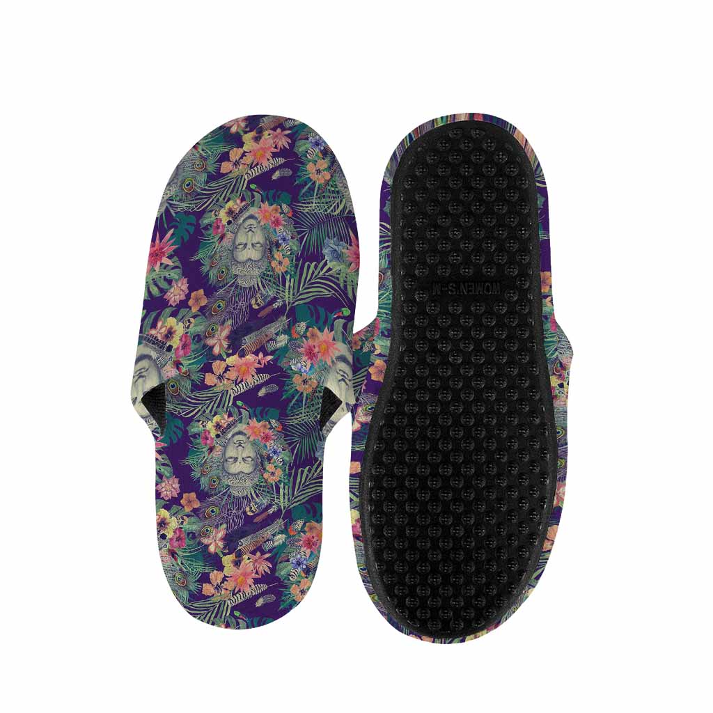 Tropical Buddha Print Slippers