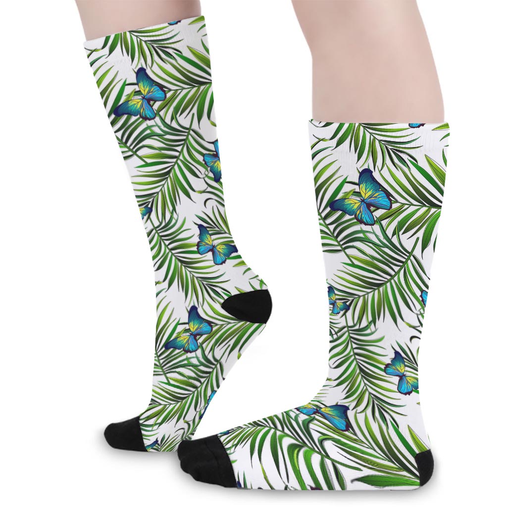 Tropical Butterfly Pattern Print Long Socks