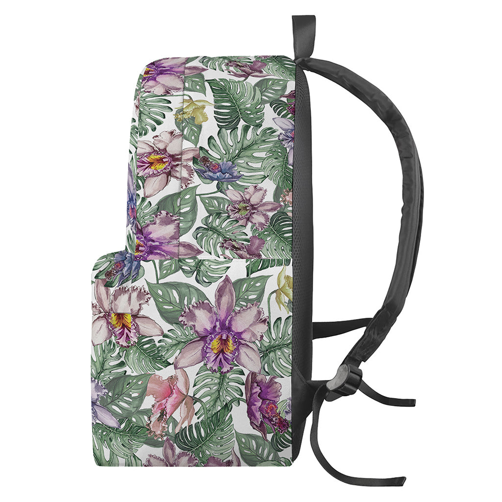 Tropical Cattleya Pattern Print Backpack