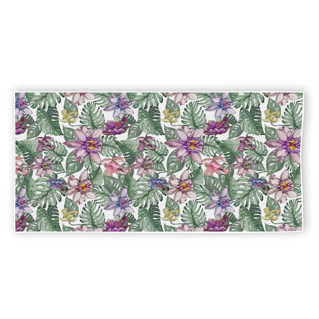 Tropical Cattleya Pattern Print Beach Towel