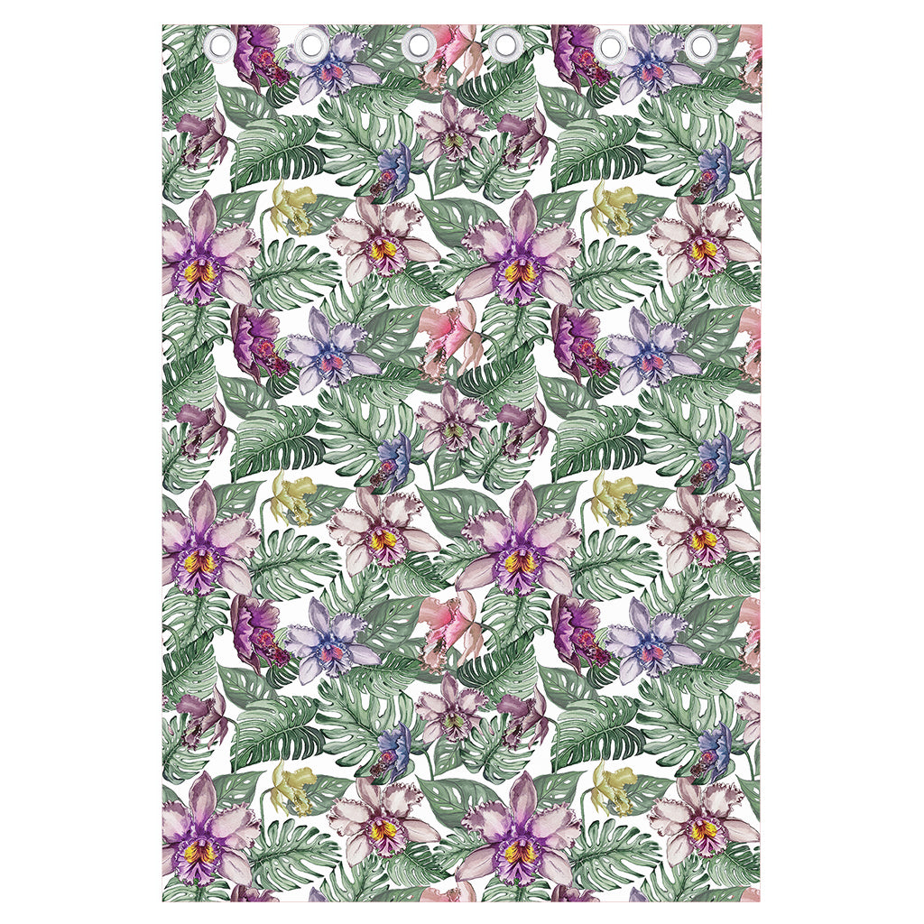 Tropical Cattleya Pattern Print Curtain