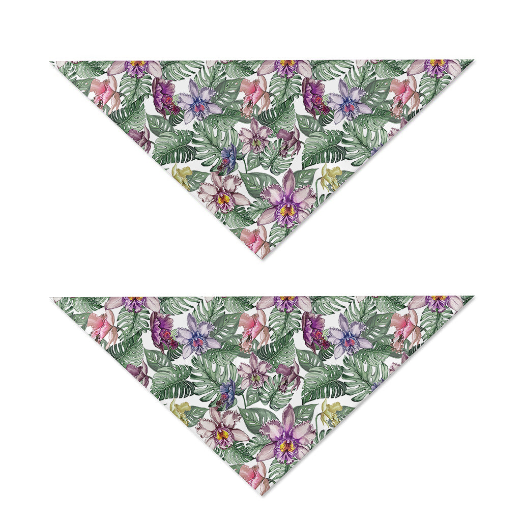 Tropical Cattleya Pattern Print Dog Bandana
