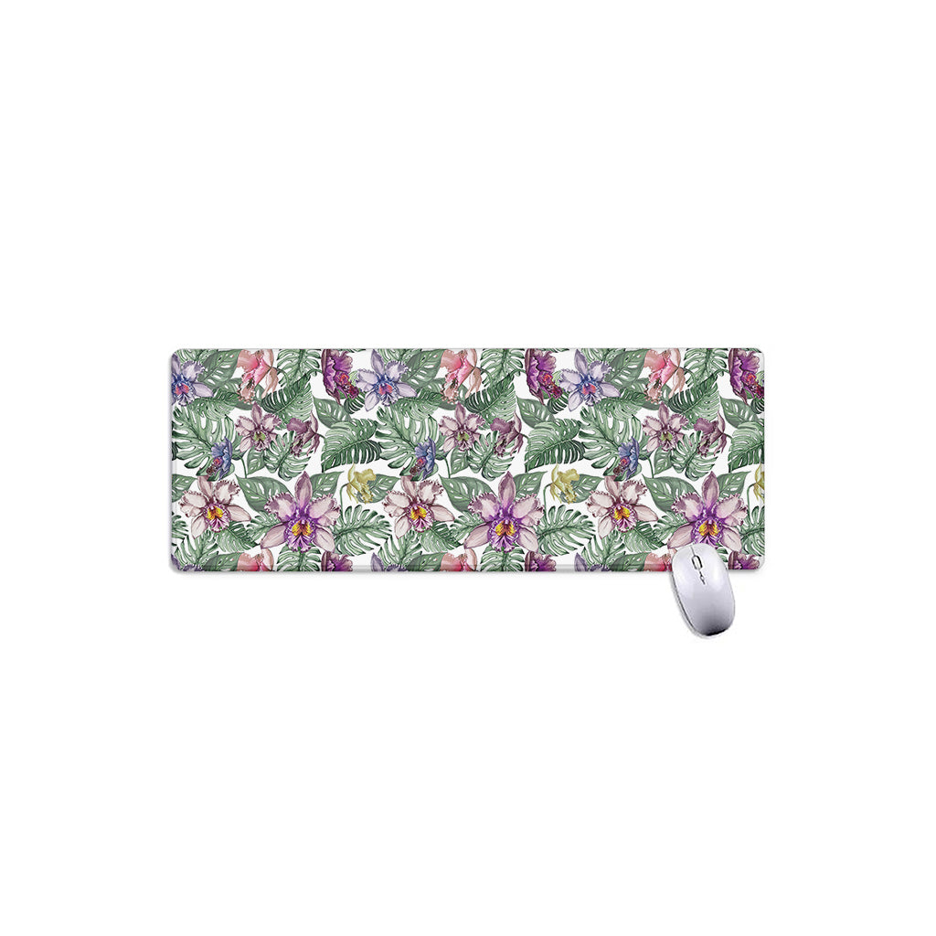 Tropical Cattleya Pattern Print Extended Mouse Pad