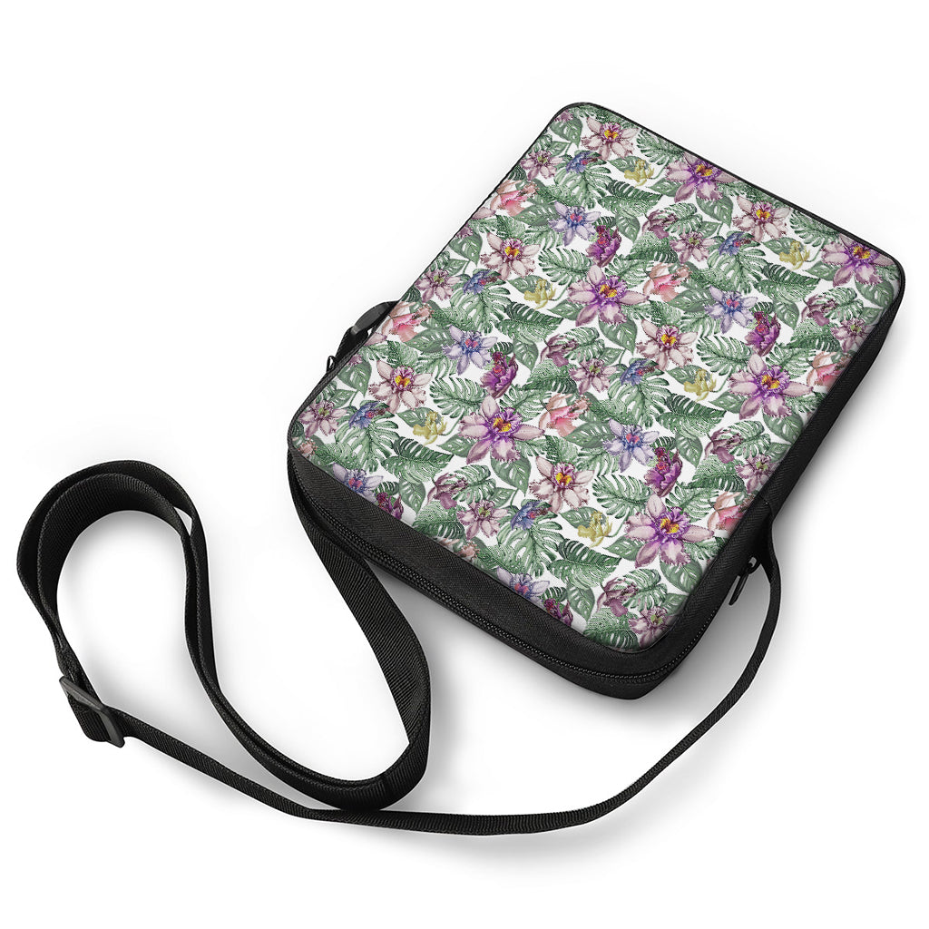 Tropical Cattleya Pattern Print Rectangular Crossbody Bag