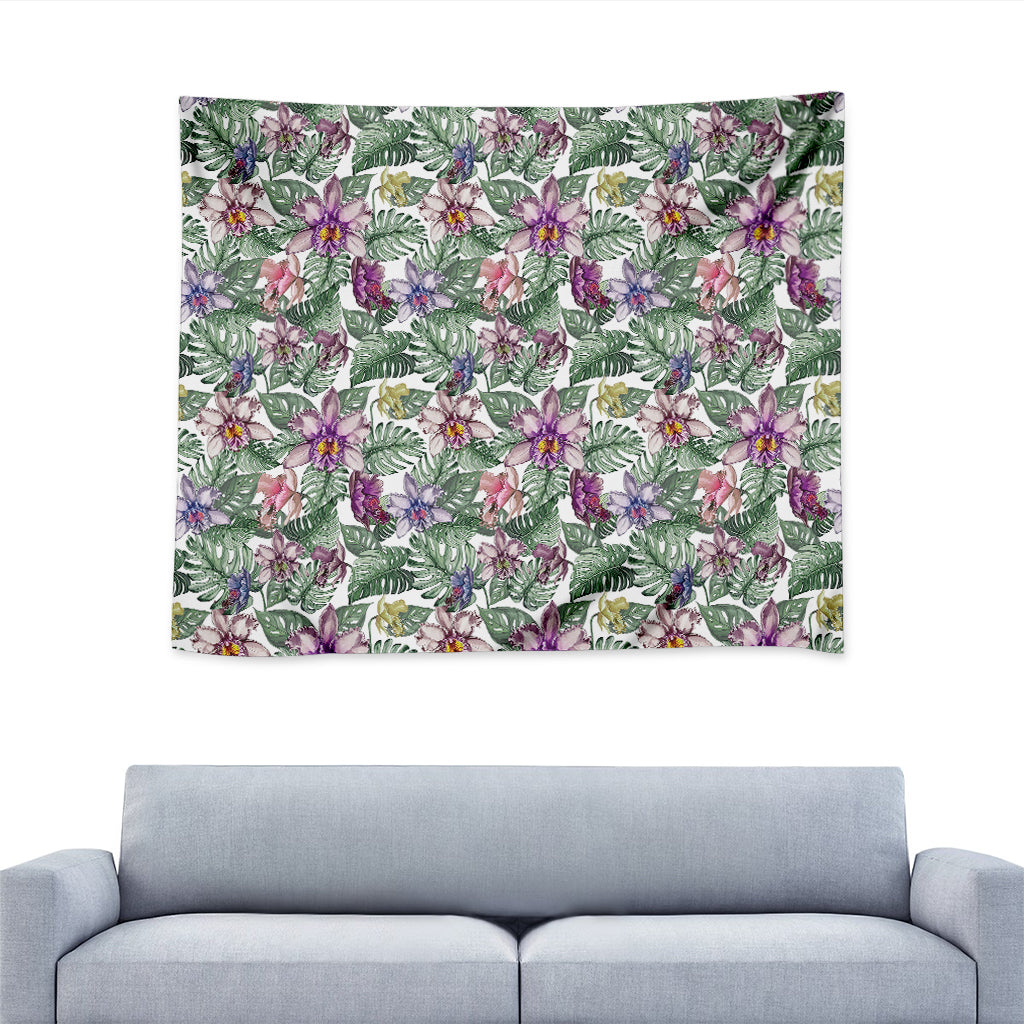 Tropical Cattleya Pattern Print Tapestry