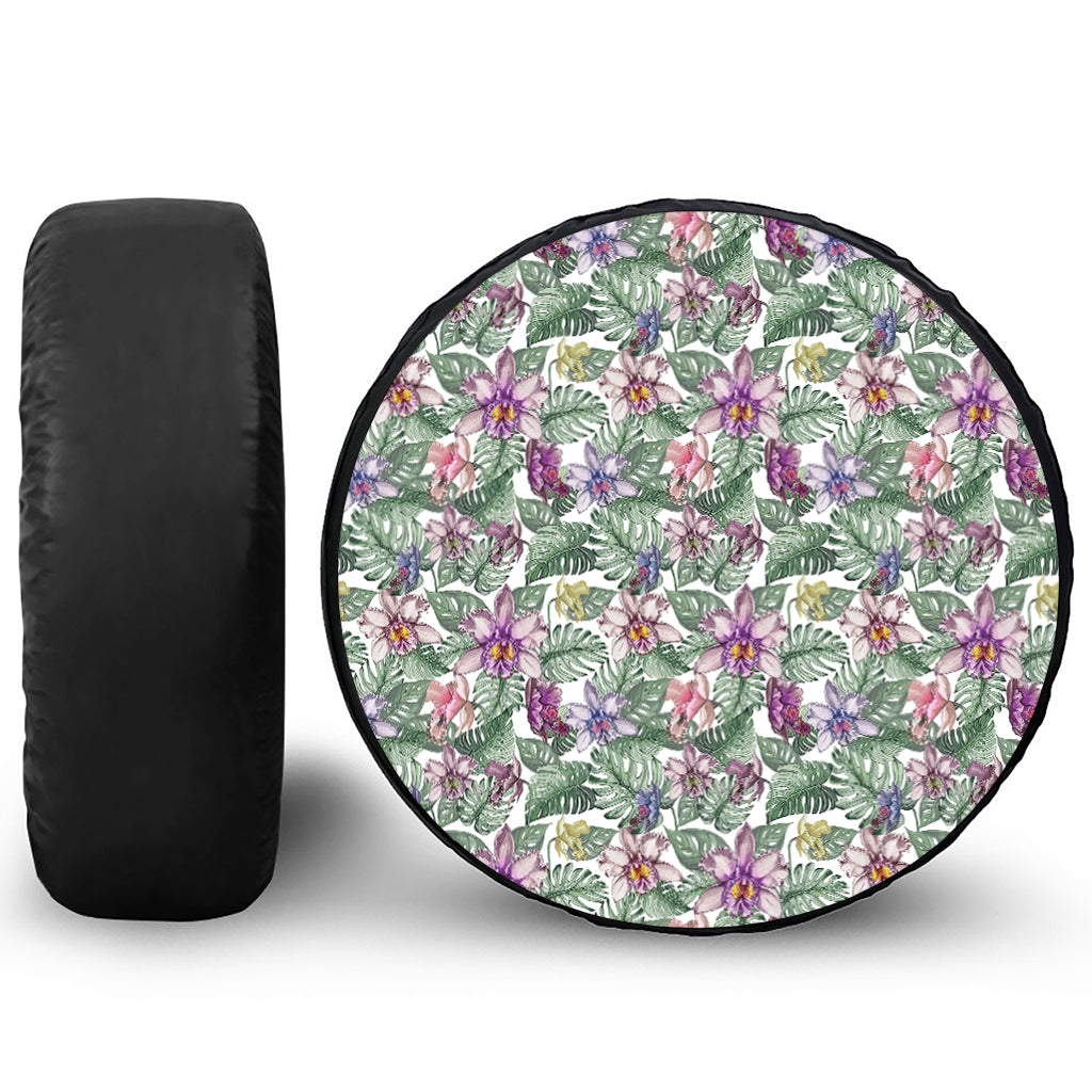 Tropical Cattleya Pattern Print Tire Cover