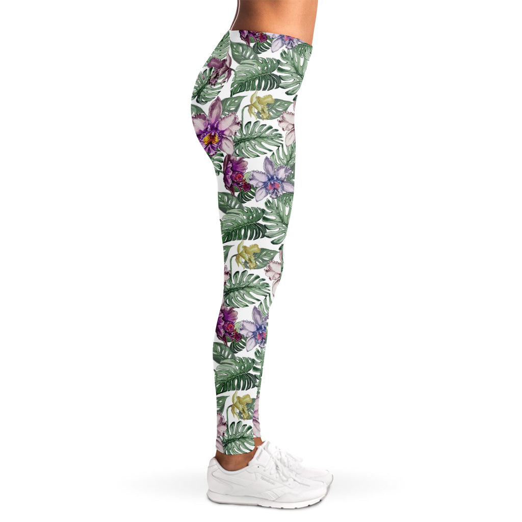 Tropical Cattleya Pattern Print Women's Leggings