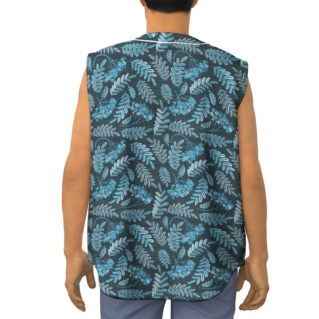 Tropical Denim Jeans Pattern Print Sleeveless Baseball Jersey