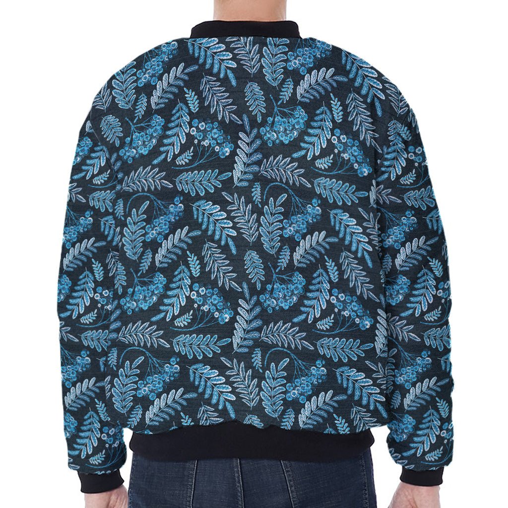 Tropical Denim Jeans Pattern Print Zip Sleeve Bomber Jacket